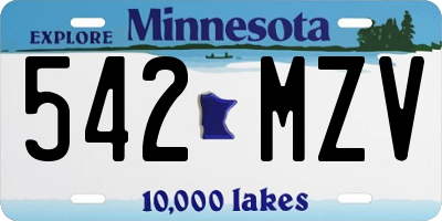 MN license plate 542MZV