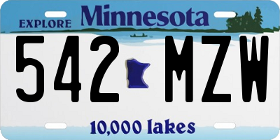 MN license plate 542MZW