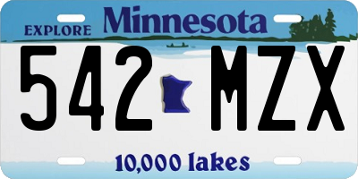 MN license plate 542MZX
