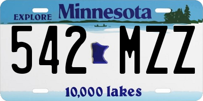 MN license plate 542MZZ