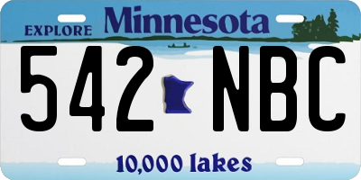 MN license plate 542NBC