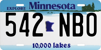 MN license plate 542NBO