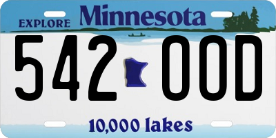 MN license plate 542OOD