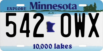 MN license plate 542OWX