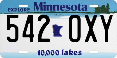 MN license plate 542OXY