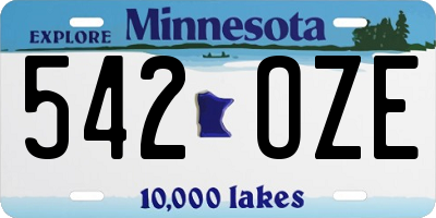 MN license plate 542OZE