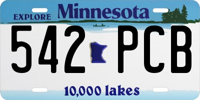 MN license plate 542PCB