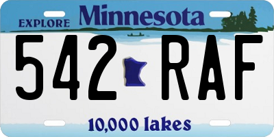 MN license plate 542RAF