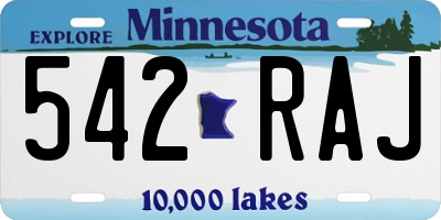 MN license plate 542RAJ