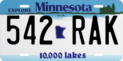 MN license plate 542RAK