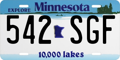 MN license plate 542SGF