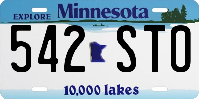 MN license plate 542STO