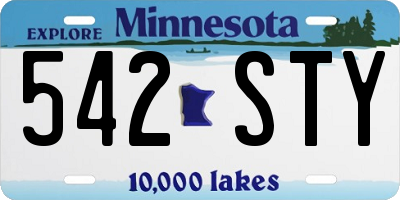 MN license plate 542STY