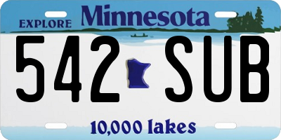 MN license plate 542SUB
