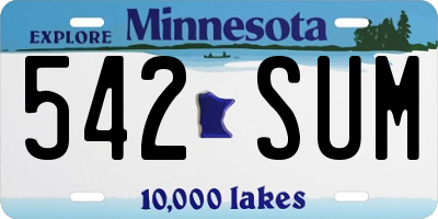 MN license plate 542SUM
