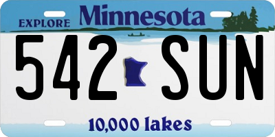 MN license plate 542SUN