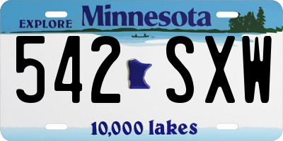 MN license plate 542SXW