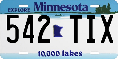 MN license plate 542TIX