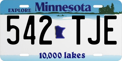 MN license plate 542TJE