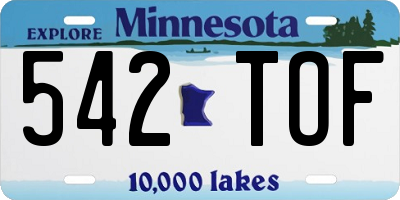 MN license plate 542TOF