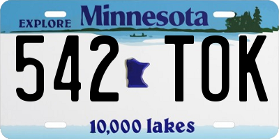 MN license plate 542TOK