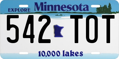 MN license plate 542TOT
