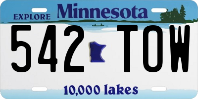 MN license plate 542TOW