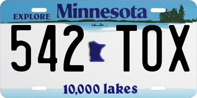 MN license plate 542TOX