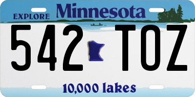 MN license plate 542TOZ