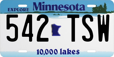 MN license plate 542TSW