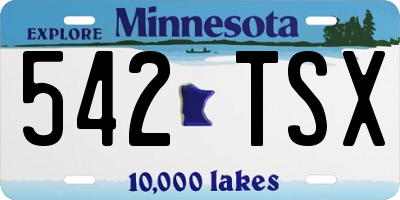MN license plate 542TSX