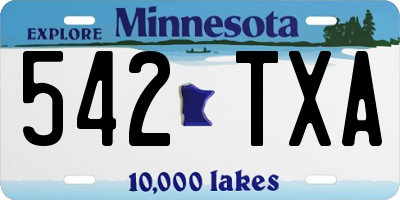 MN license plate 542TXA