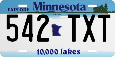 MN license plate 542TXT