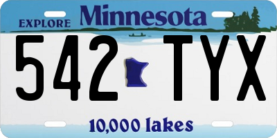 MN license plate 542TYX
