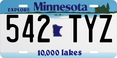 MN license plate 542TYZ