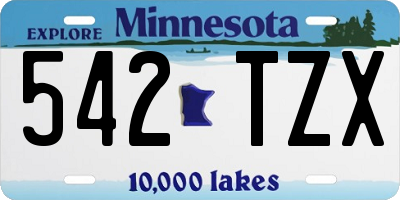 MN license plate 542TZX