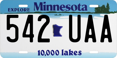 MN license plate 542UAA