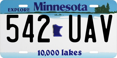 MN license plate 542UAV