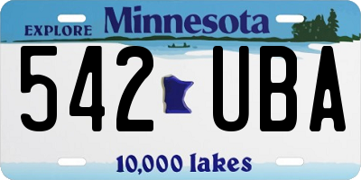 MN license plate 542UBA
