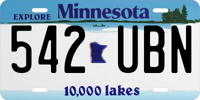 MN license plate 542UBN