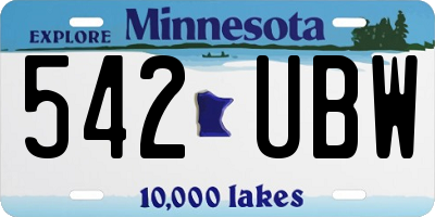 MN license plate 542UBW