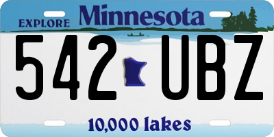 MN license plate 542UBZ