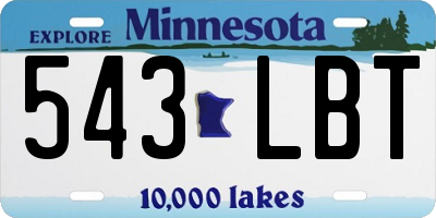 MN license plate 543LBT