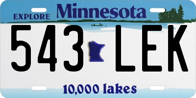 MN license plate 543LEK