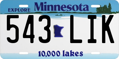 MN license plate 543LIK