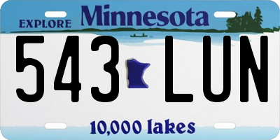 MN license plate 543LUN