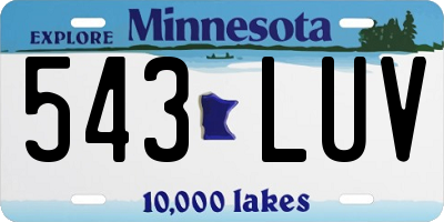 MN license plate 543LUV