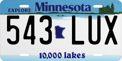 MN license plate 543LUX