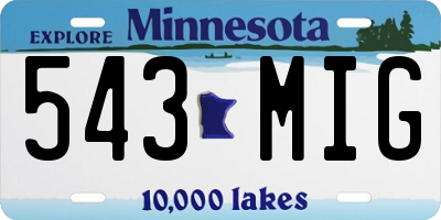 MN license plate 543MIG