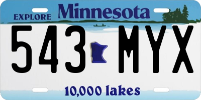 MN license plate 543MYX